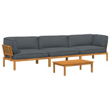 Sofa Set with Cushion Plain 4 pcs Anthracite Solid Acacia Wood