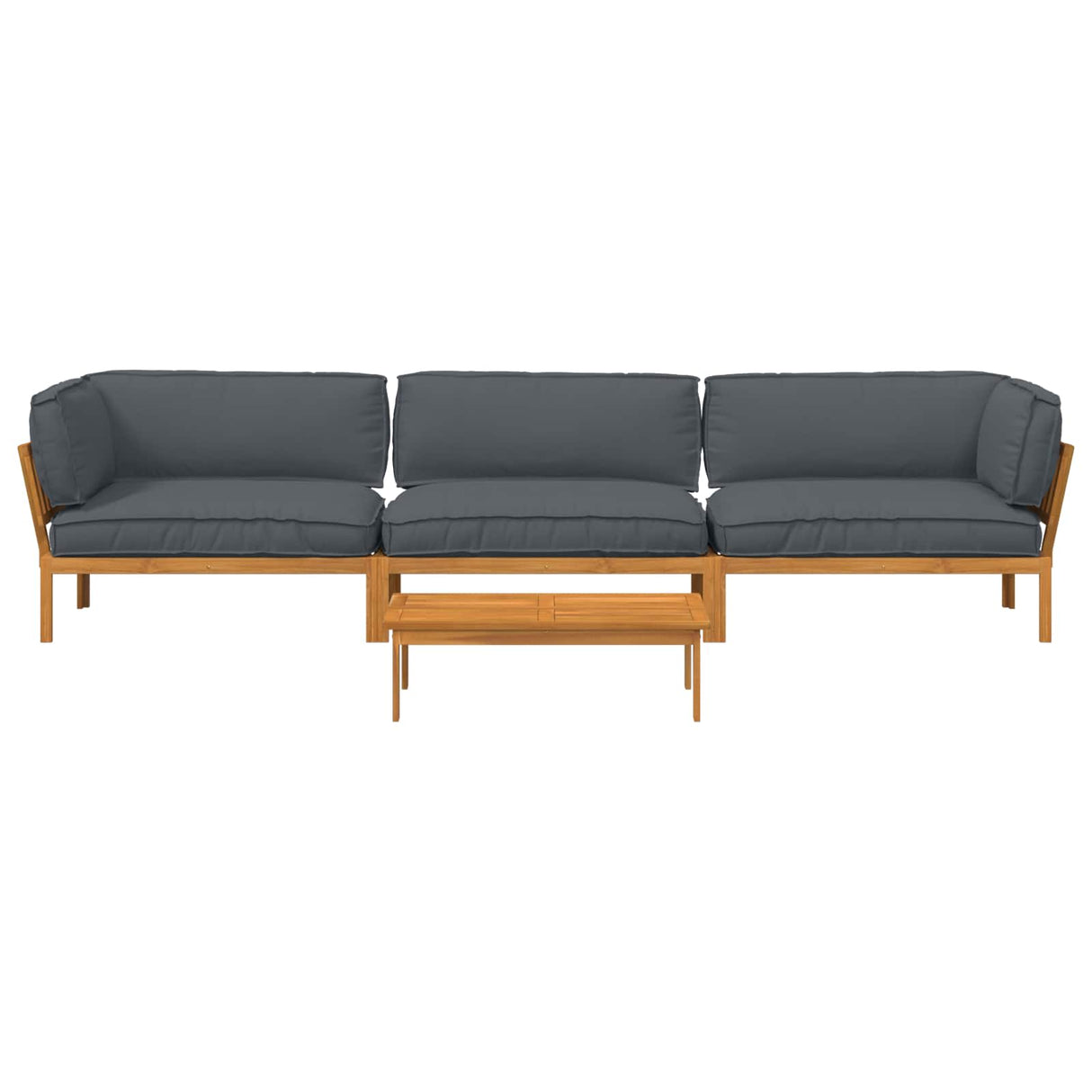 Sofa Set with Cushion Plain 4 pcs Anthracite Solid Acacia Wood