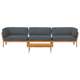 Sofa Set with Cushion Plain 4 pcs Anthracite Solid Acacia Wood