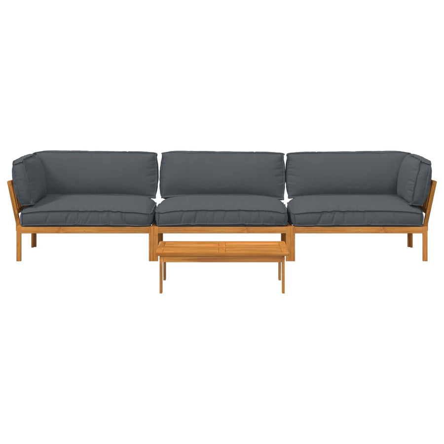Sofa Set 4 pcs Anthracite Solid Acacia Wood