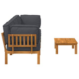 Sofa Set with Cushion Plain 4 pcs Anthracite Solid Acacia Wood