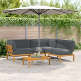 Sofa Set 4 pcs Anthracite Solid Acacia Wood