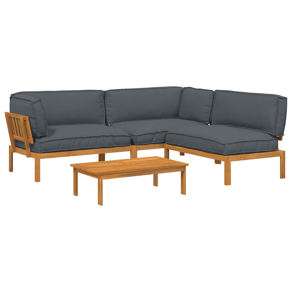 Sofa Set 4 pcs Anthracite Solid Acacia Wood