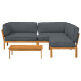 Sofa Set 4 pcs Anthracite Solid Acacia Wood - Extra Image