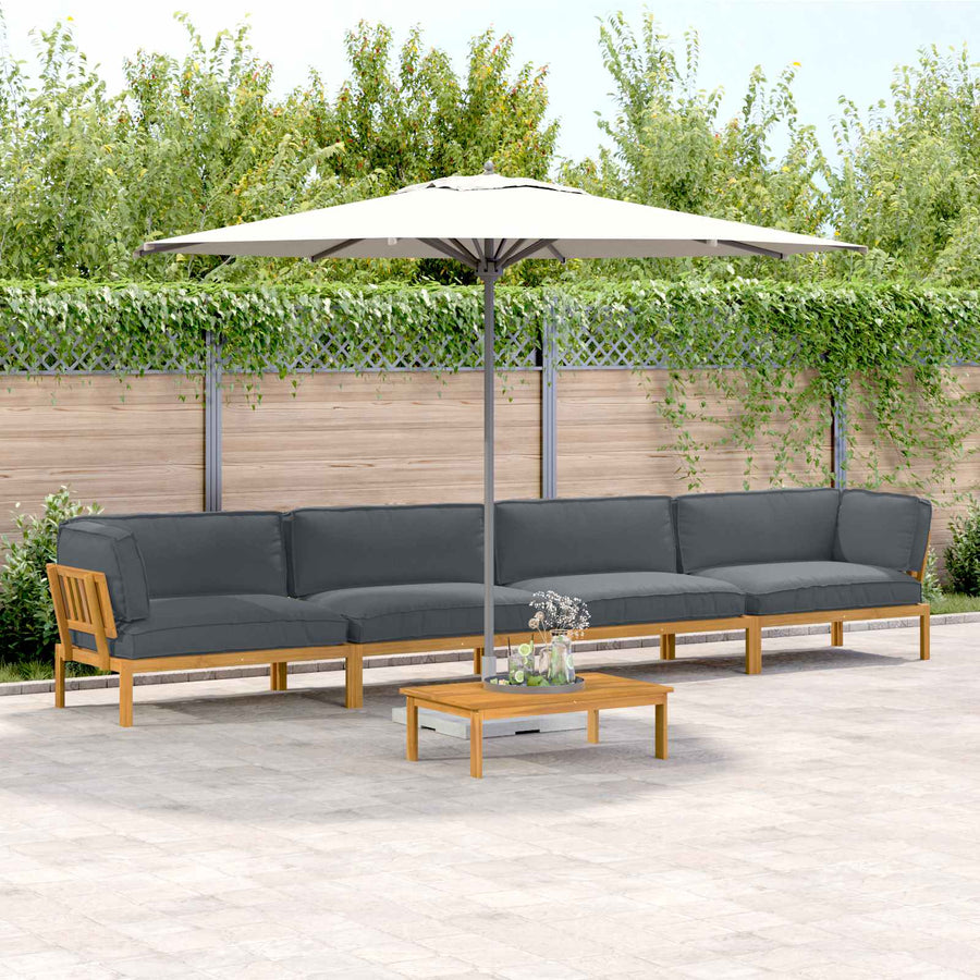 Sofa Set 5 pcs Anthracite Solid Acacia Wood