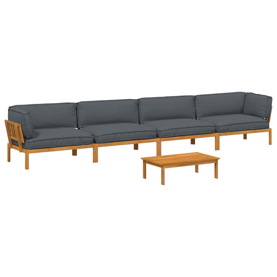Sofa Set 5 pcs Anthracite Solid Acacia Wood