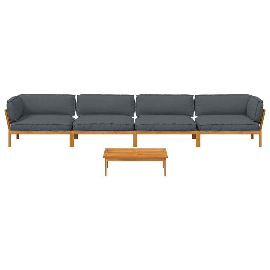 Sofa Set 5 pcs Anthracite Solid Acacia Wood