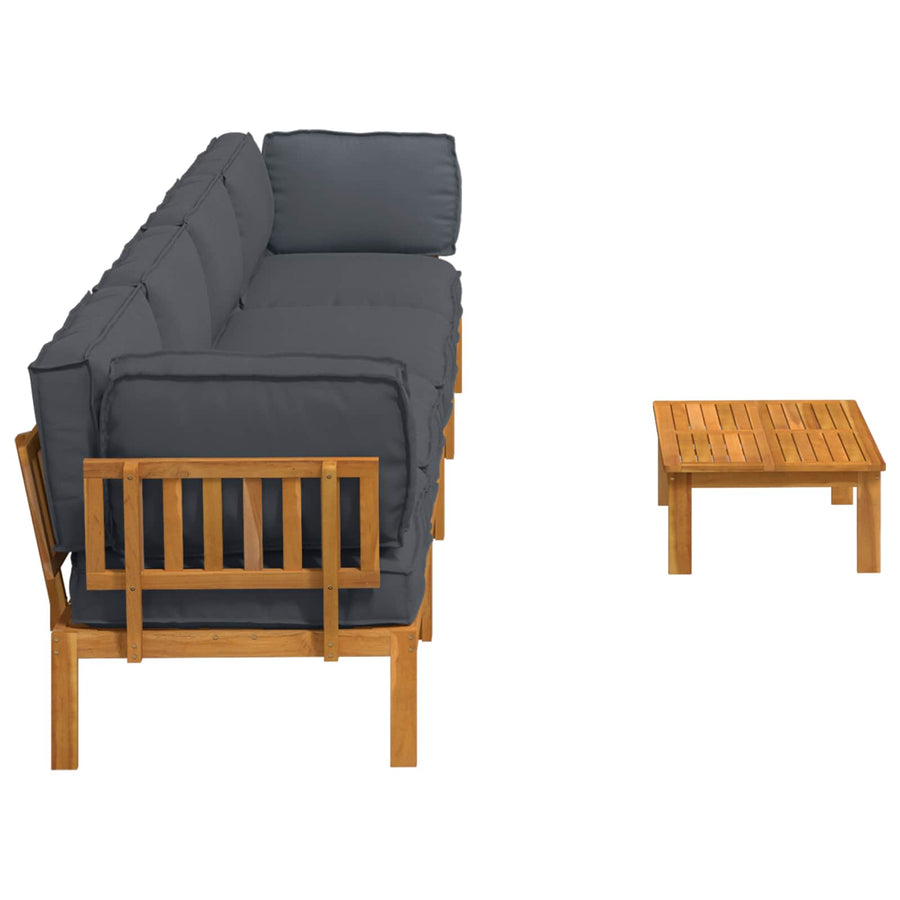 Sofa Set 5 pcs Anthracite Solid Acacia Wood