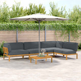 Sofa Set with Cushion Plain 5 pcs Anthracite Solid Acacia Wood