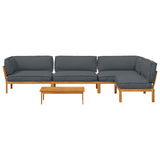 Sofa Set with Cushion Plain 5 pcs Anthracite Solid Acacia Wood - Extra Image