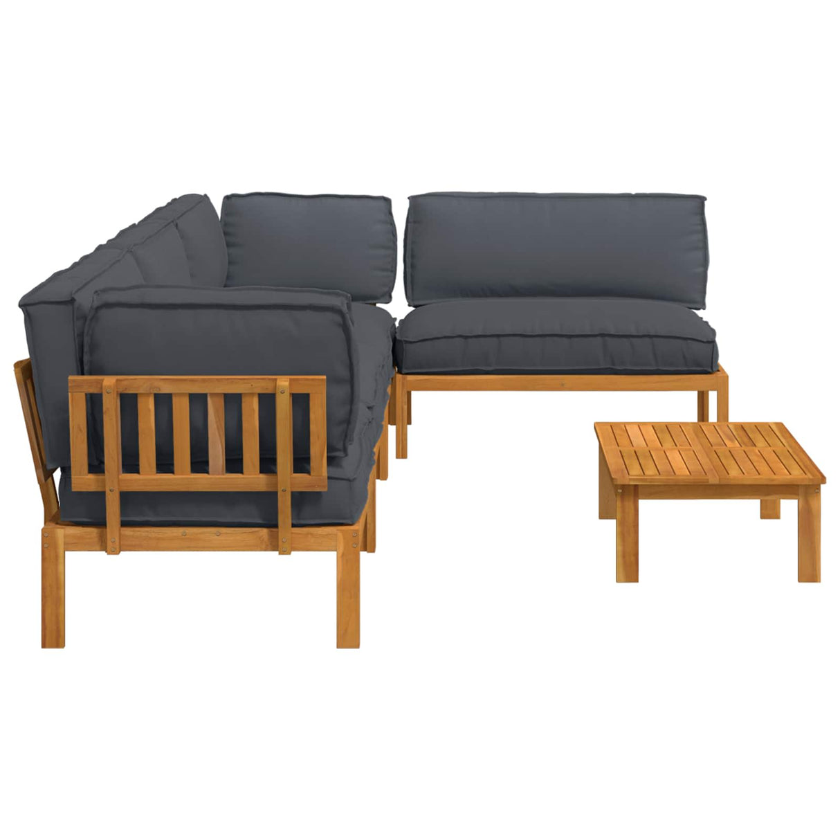 Sofa Set with Cushion Plain 5 pcs Anthracite Solid Acacia Wood