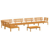 Sofa Set with Cushion Plain 6 pcs Anthracite Solid Acacia Wood - Side View