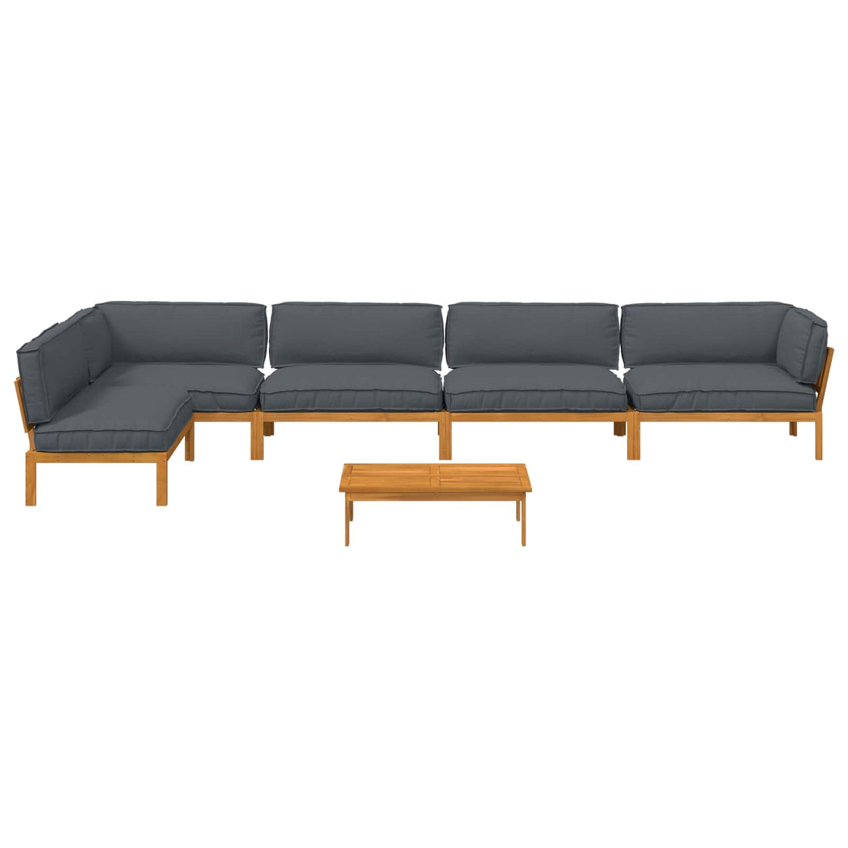 Sofa Set with Cushion Plain 6 pcs Anthracite Solid Acacia Wood