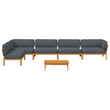 Sofa Set with Cushion Plain 6 pcs Anthracite Solid Acacia Wood