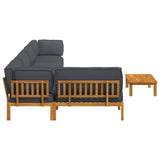 Sofa Set with Cushion Plain 6 pcs Anthracite Solid Acacia Wood - Extra Image