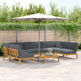 Sofa Set with Cushion Plain 6 pcs Anthracite Solid Acacia Wood
