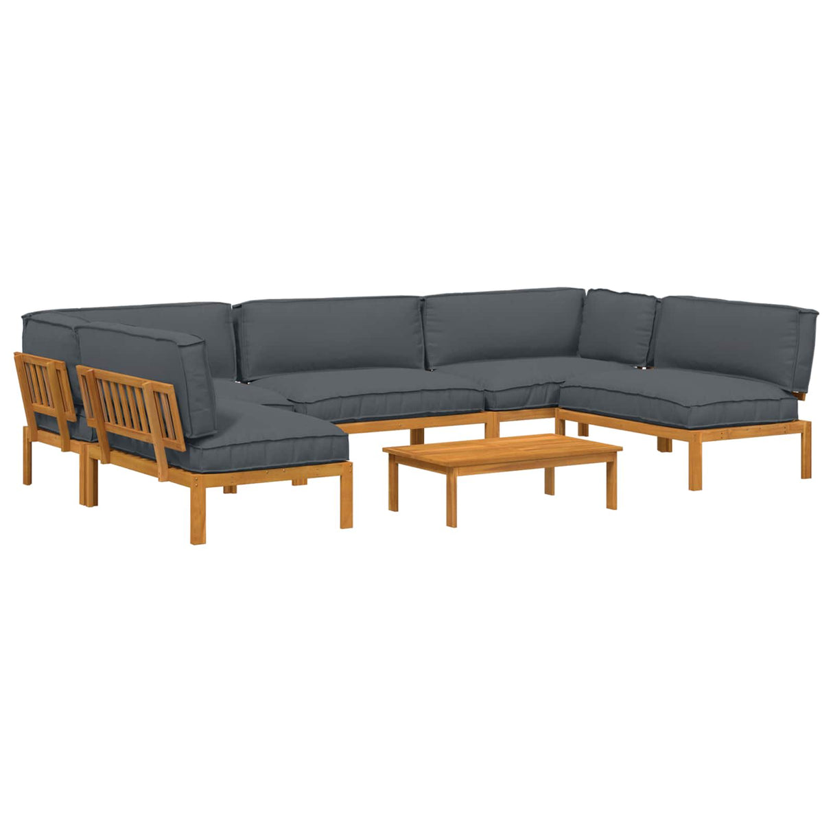 Sofa Set with Cushion Plain 6 pcs Anthracite Solid Acacia Wood