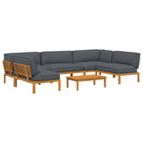 Sofa Set with Cushion Plain 6 pcs Anthracite Solid Acacia Wood - Front View