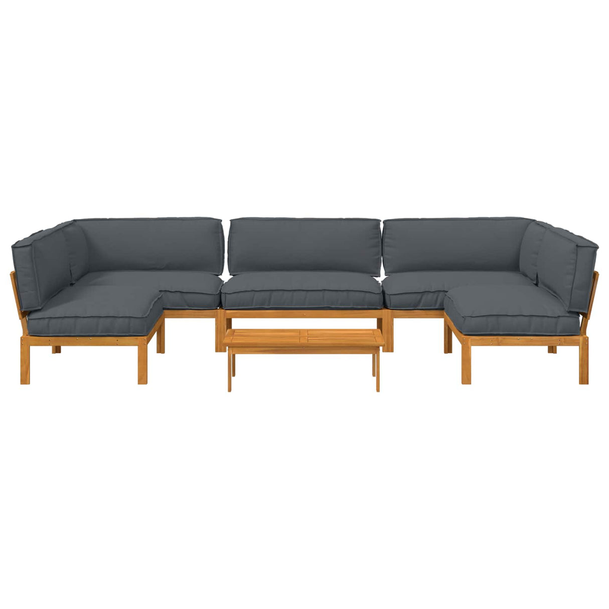 Sofa Set with Cushion Plain 6 pcs Anthracite Solid Acacia Wood
