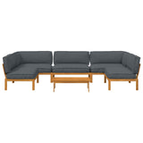 Sofa Set with Cushion Plain 6 pcs Anthracite Solid Acacia Wood - Extra Image