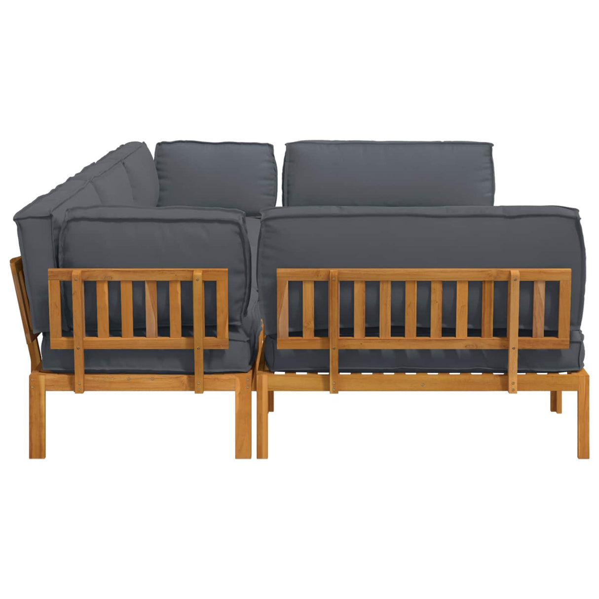 Sofa Set with Cushion Plain 6 pcs Anthracite Solid Acacia Wood
