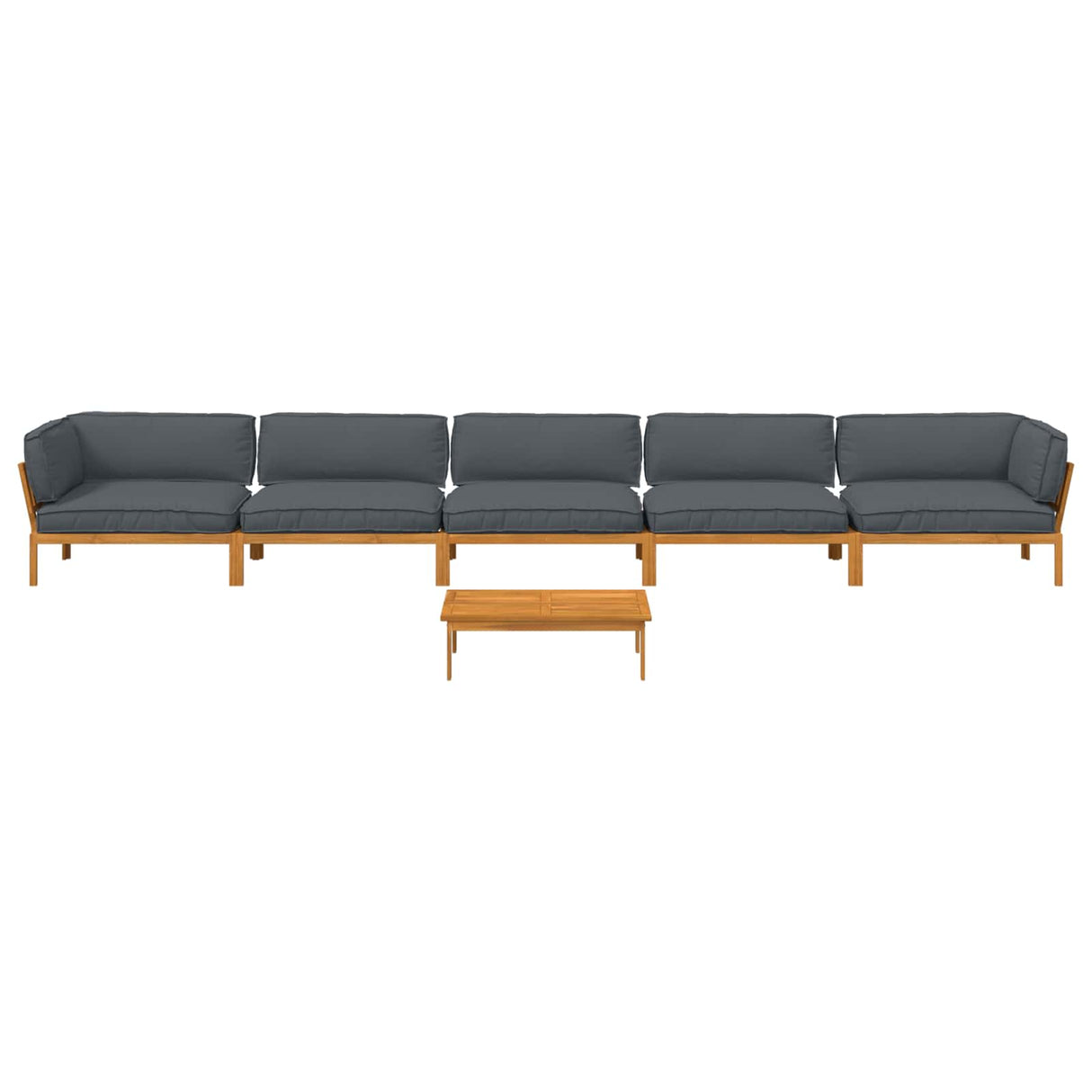 Sofa Set with Cushion Plain 6 pcs Anthracite Solid Acacia Wood