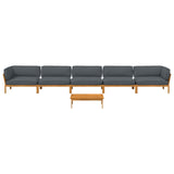 Sofa Set with Cushion Plain 6 pcs Anthracite Solid Acacia Wood