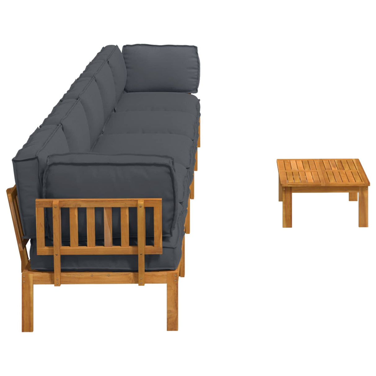Sofa Set with Cushion Plain 6 pcs Anthracite Solid Acacia Wood