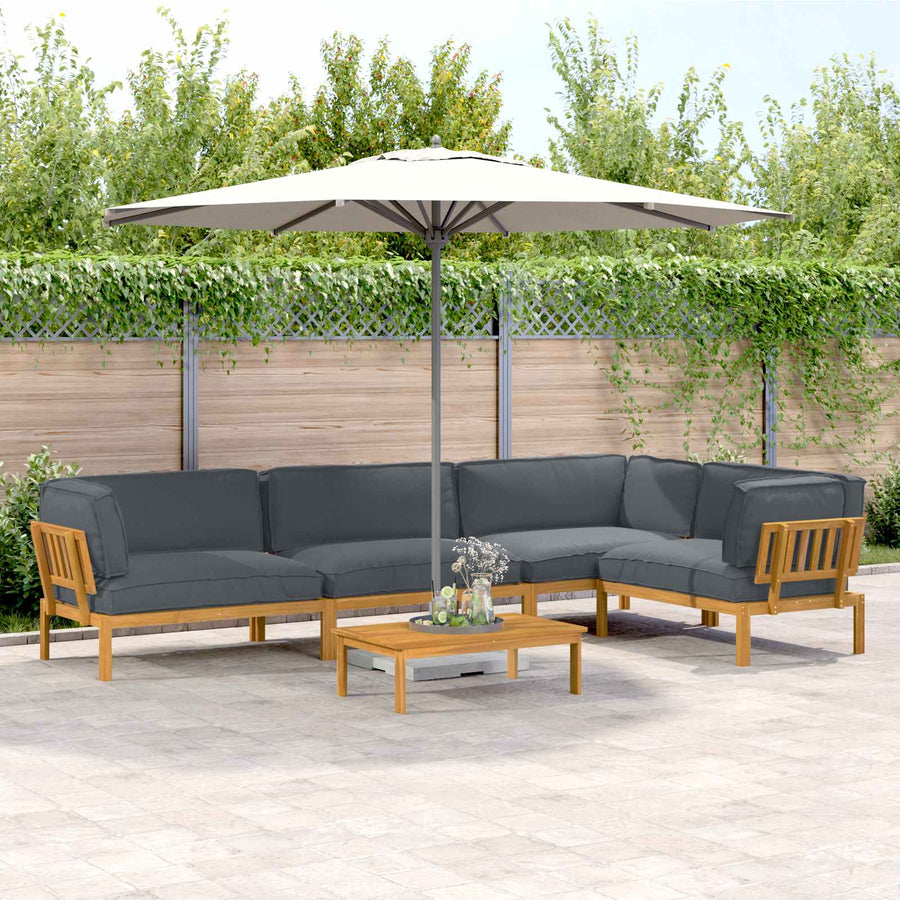 Sofa Set 5 pcs Anthracite Solid Acacia Wood
