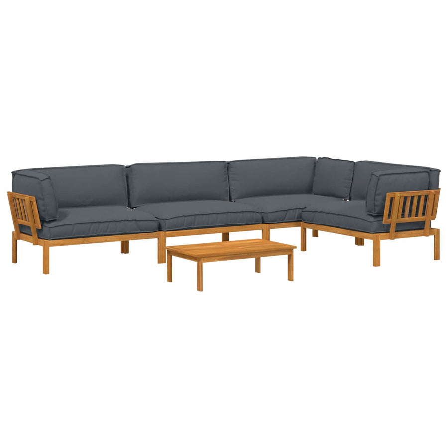 Sofa Set 5 pcs Anthracite Solid Acacia Wood