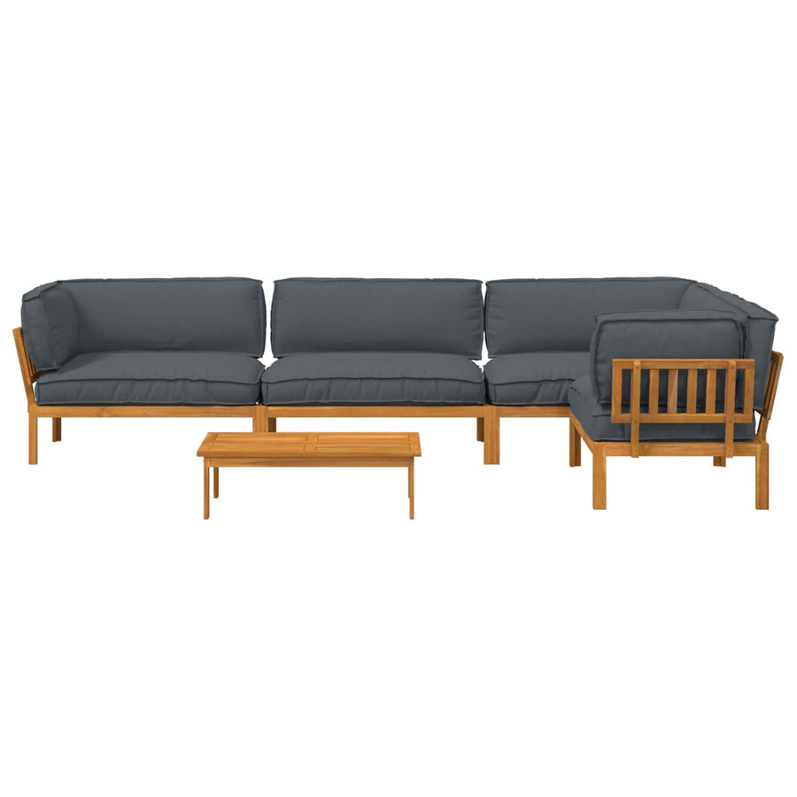 Sofa Set 5 pcs Anthracite Solid Acacia Wood