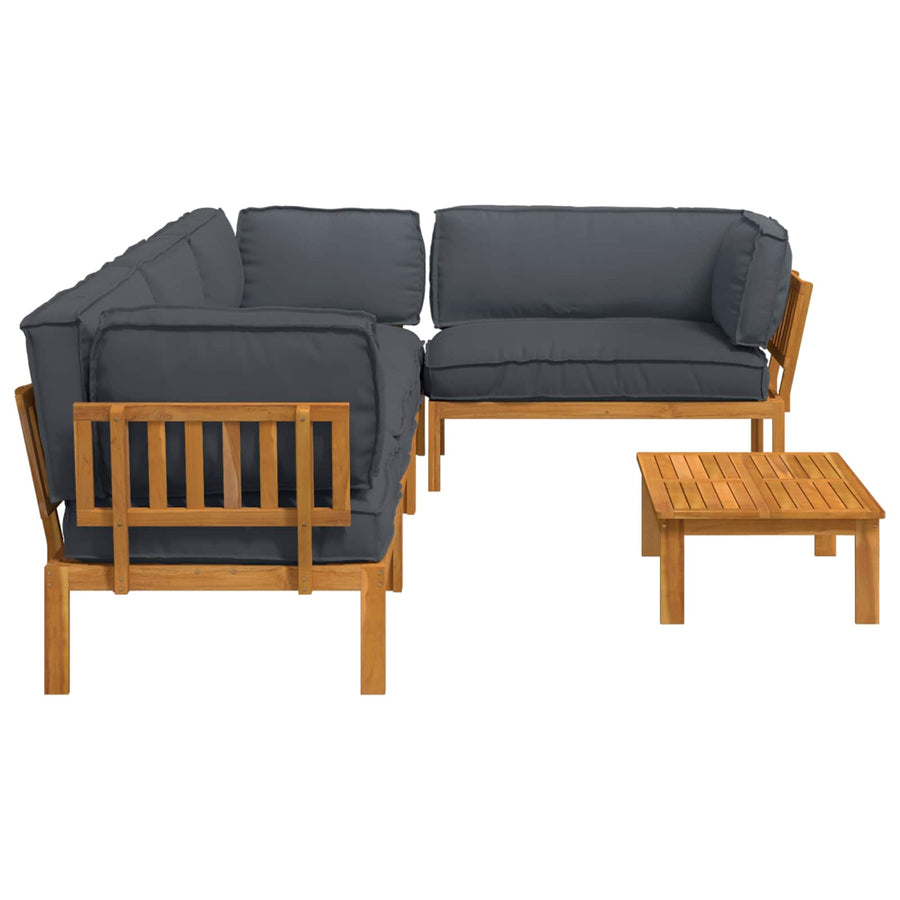Sofa Set 5 pcs Anthracite Solid Acacia Wood