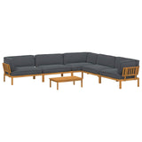 Sofa Set with Cushion Plain 6 pcs Anthracite Solid Acacia Wood