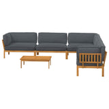 Sofa Set with Cushion Plain 6 pcs Anthracite Solid Acacia Wood - Extra Image
