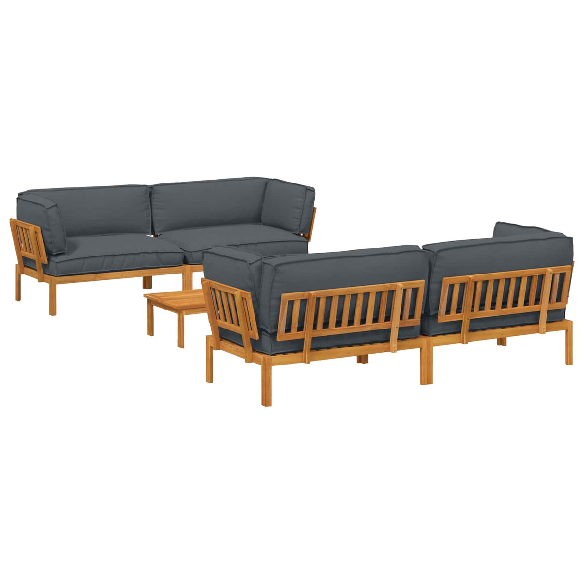 Sofa Set 5 pcs Anthracite Solid Acacia Wood