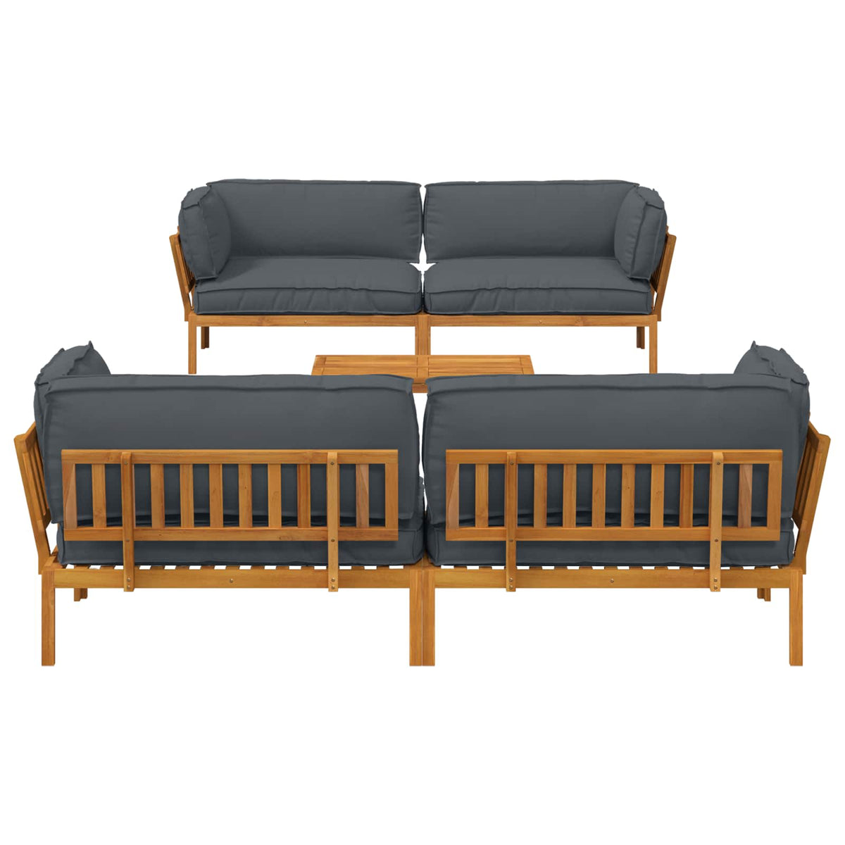 Sofa Set 5 pcs Anthracite Solid Acacia Wood