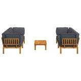 Sofa Set 5 pcs Anthracite Solid Acacia Wood - Extra Image