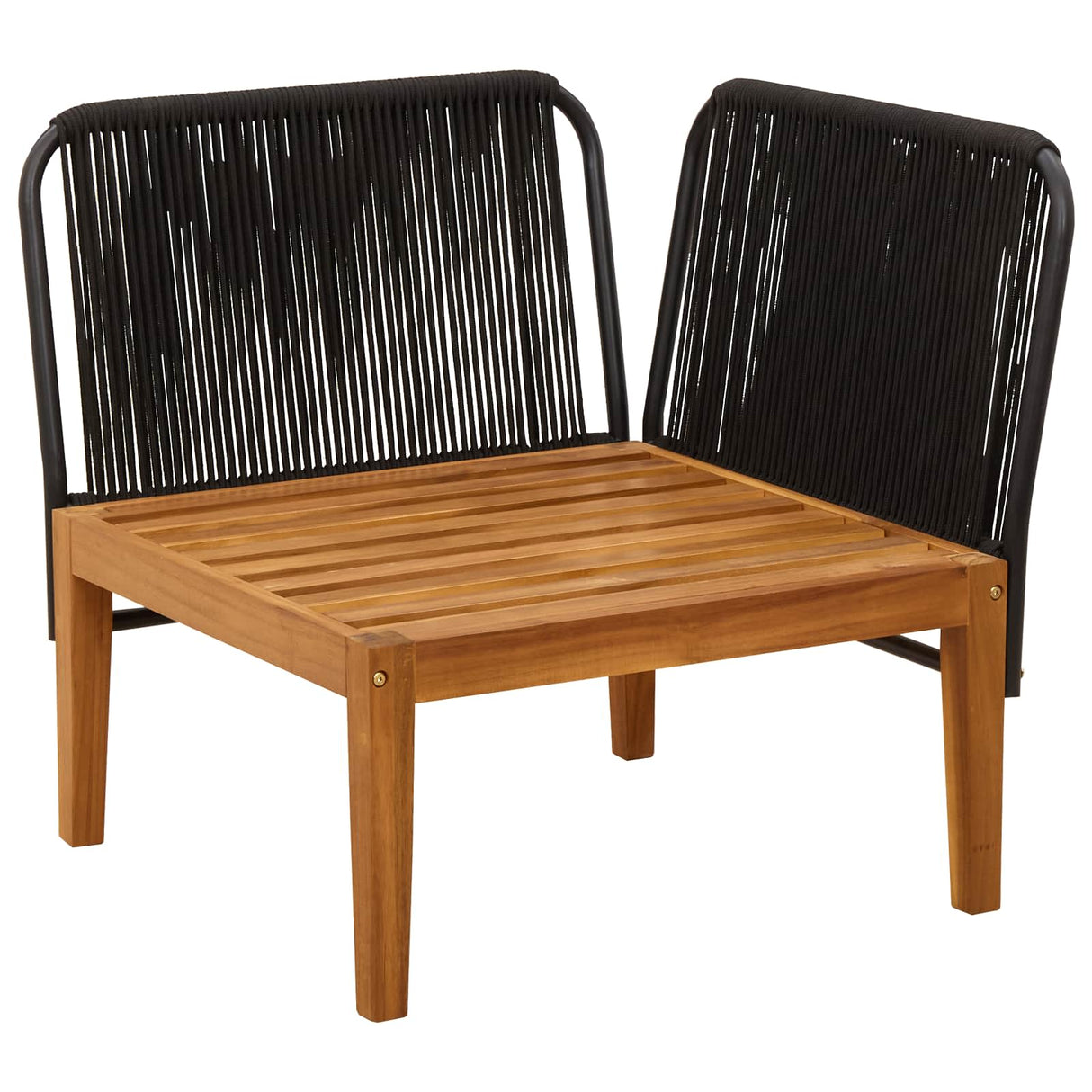 Garden Corner Sofa with Cushions Solid Acacia Wood & Rope