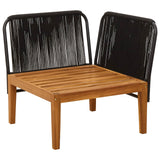 Garden Corner Sofa with Cushions Solid Acacia Wood & Rope - Side View