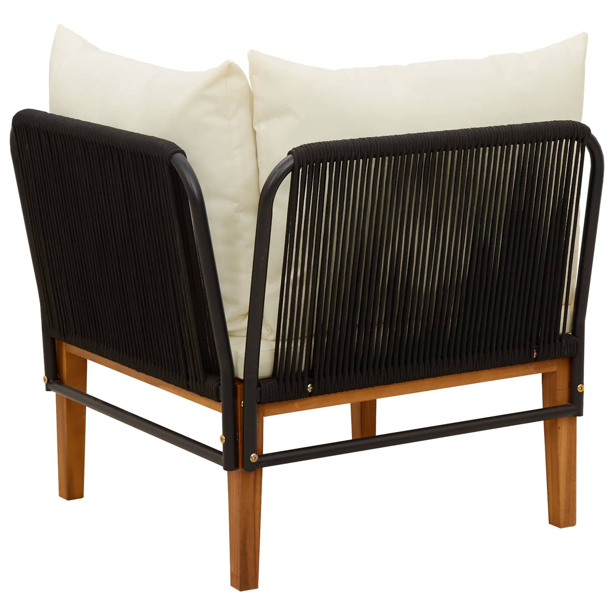 Garden Corner Sofa with Cushions Solid Acacia Wood & Rope