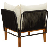 Garden Corner Sofa with Cushions Solid Acacia Wood & Rope - 45-Degree Angle