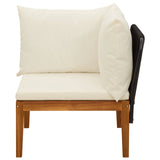 Garden Corner Sofa with Cushions Solid Acacia Wood & Rope