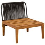 Garden Middle Sofa with Cushions Solid Acacia Wood & Rope - Side View