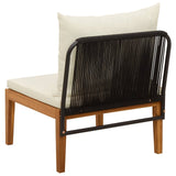 Garden Middle Sofa with Cushions Solid Acacia Wood & Rope