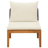 Garden Middle Sofa with Cushions Solid Acacia Wood & Rope