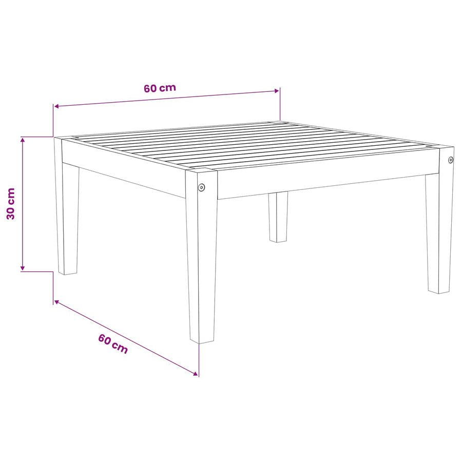 Garden Table Solid Acacia Wood Natural 60 x 60 x 30 cm