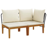2 pcs Garden Lounge Set with Cushions Solid Acacia Wood & Rope