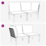2 pcs Garden Lounge Set with Cushions Solid Acacia Wood & Rope - Low Angle