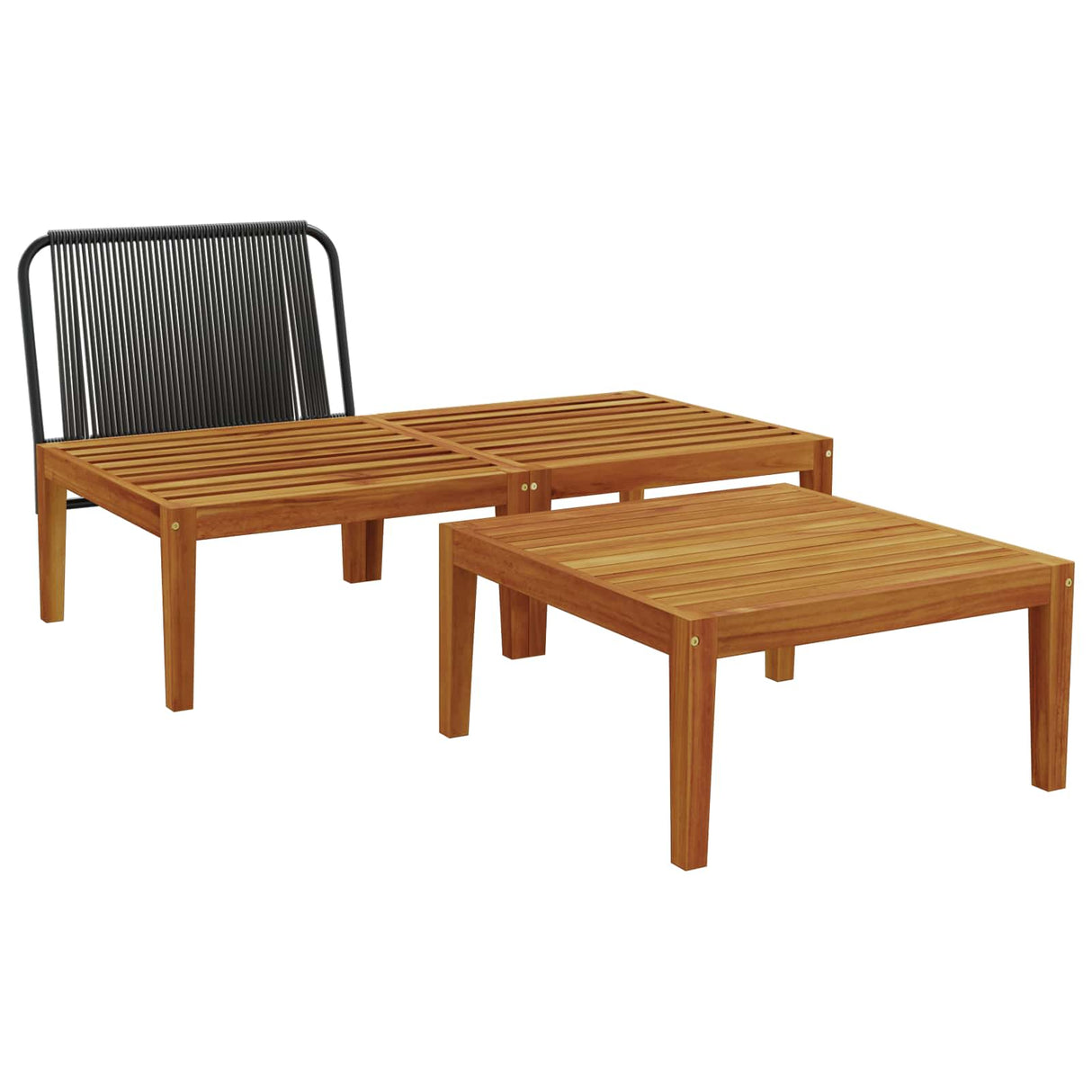 3 pcs Garden Lounge Set with Cushions Solid Acacia Wood & Rope