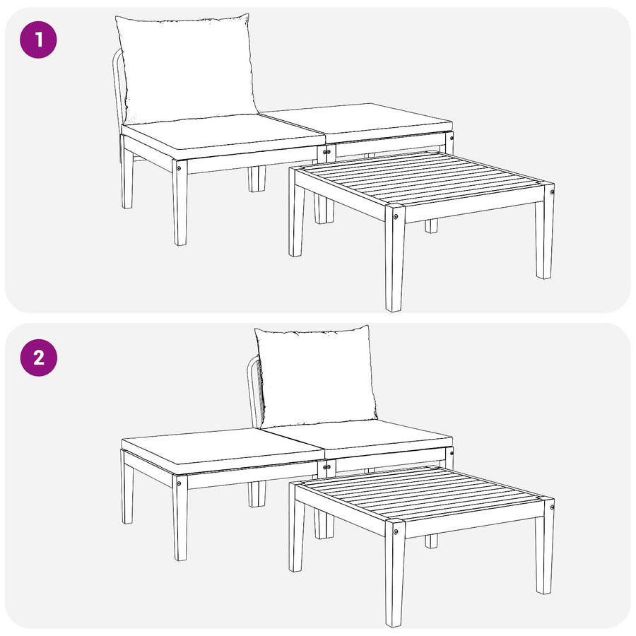3 pcs Garden Lounge Set with Cushions Solid Acacia Wood & Rope